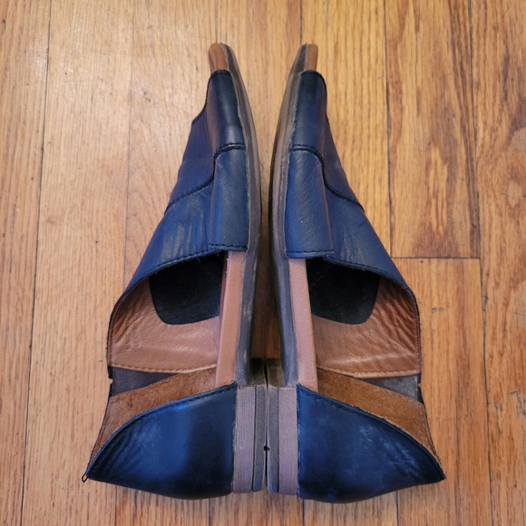 Bueno 8.5 9 Black Leather Cutout D'Orsay Flats 39 Peep Toe Retro Western TANNER - Picture 6 of 8